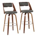 Lumisource Cecina Barstool in Walnut and Grey Faux Leather, PK 2 B30-CECINAR WLGY2